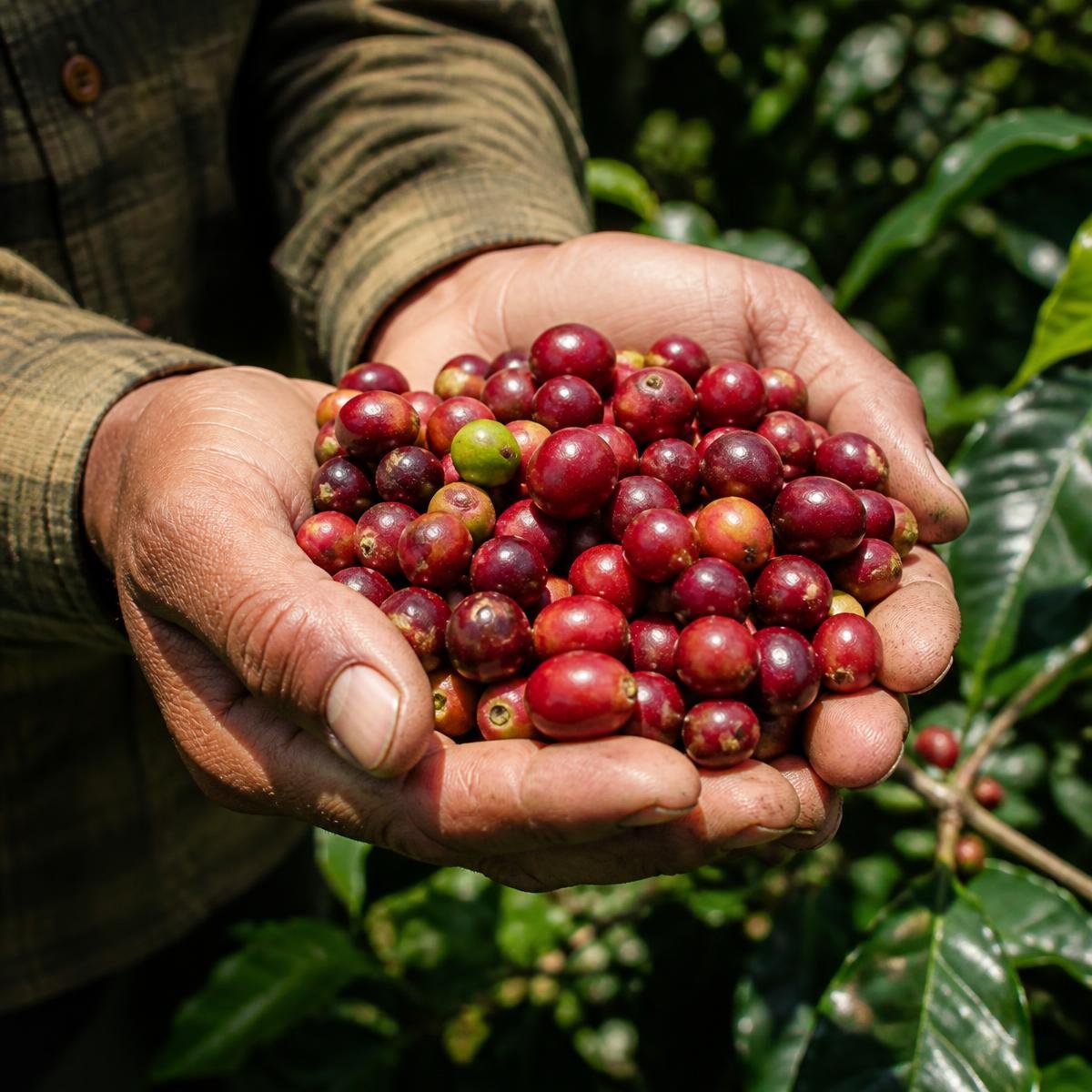 Ripe coffee cherries